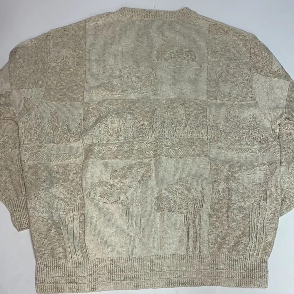 NWT Vintage 80s Cypress Links Golf Scenery Knit‎ Crewneck Sweater Size XL